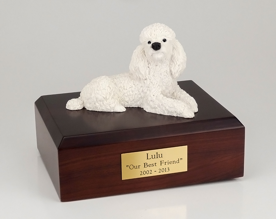 Dog, Poodle, White - Figurine Urn