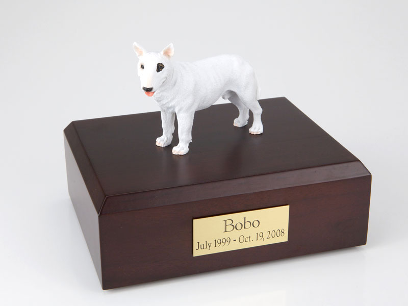 Dog, Bull Terrier, White - Figurine Urn