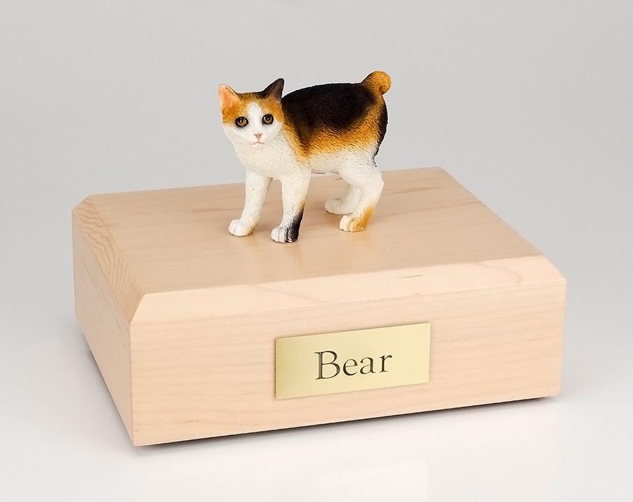 Cat, Japanese Bobtail, Tort/White - Figurine Urn