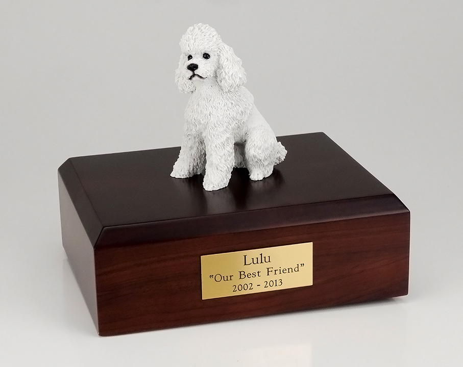 Dog, Poodle, White - sport cut - Figurine Urn