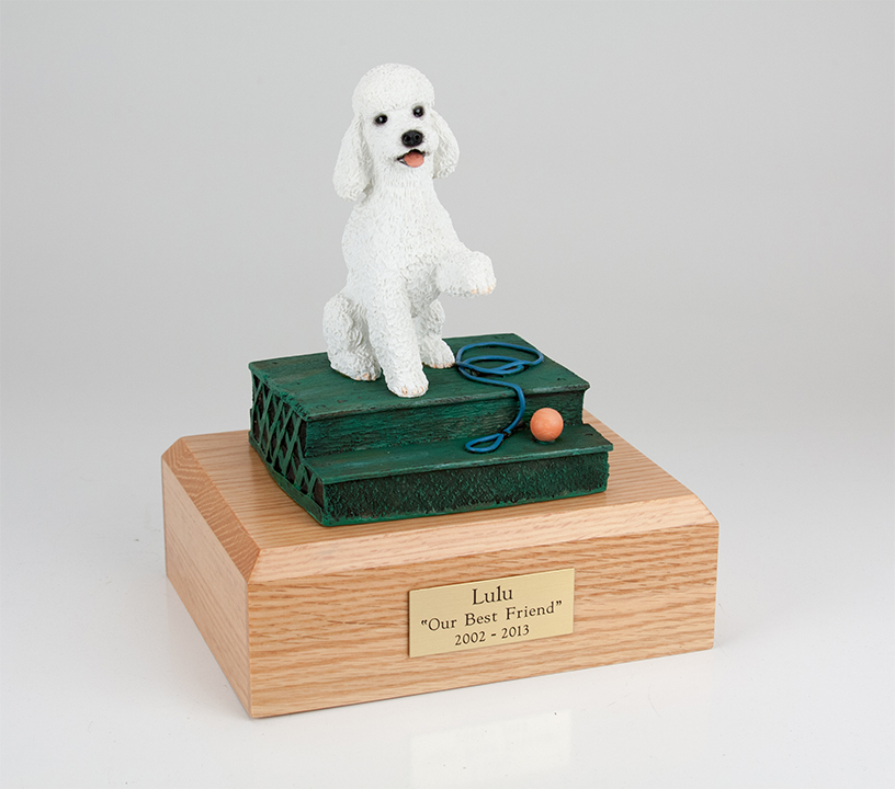 Dog, Poodle, White - sport cut - Figurine Urn - Click Image to Close