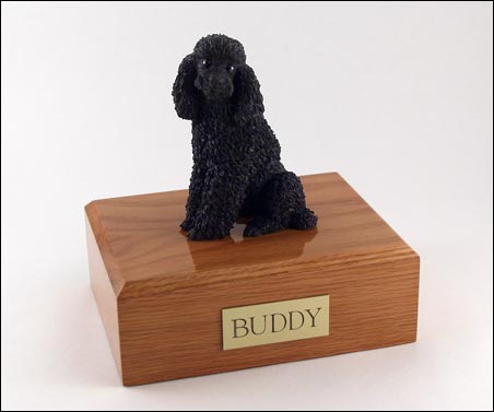 Dog, Poodle, Sitting, Black - Figurine Urn - Click Image to Close