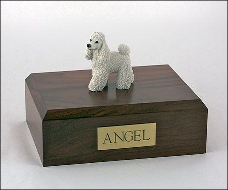 Dog, Poodle, White - Figurine Urn - Click Image to Close