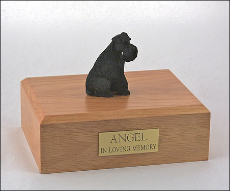 Dog, Schnauzer, Black, ears down - Figurine Urn