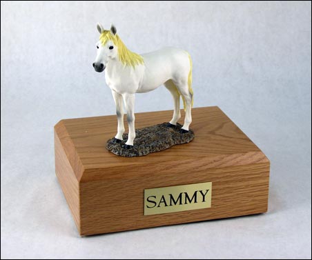 Horse, White, Standing - Figurine Urn - Click Image to Close