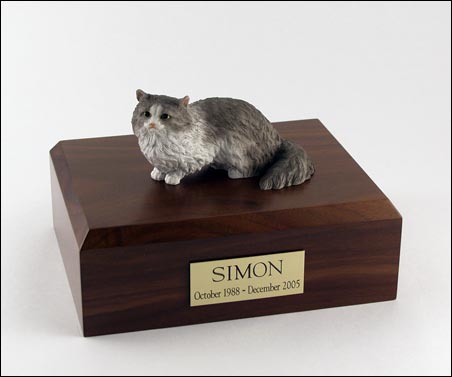 Cat, Angora, Gray - Figurine Urn