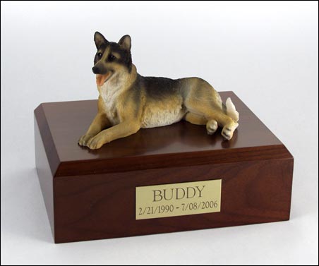 Dog, German Shepherd Laying - Figurine Urn
