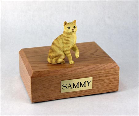 Cat, Tabby, Red, Shorthair Sitting - Figurine Urn - Click Image to Close
