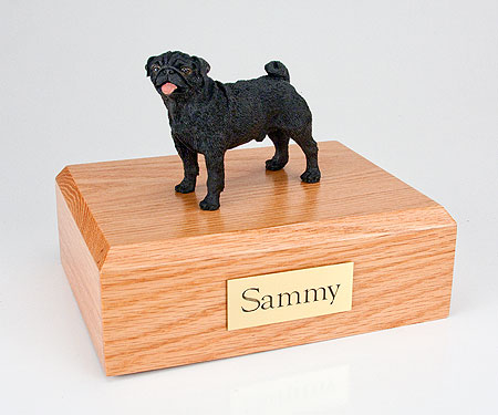 Dog, Pug, Black - Figurine Urn
