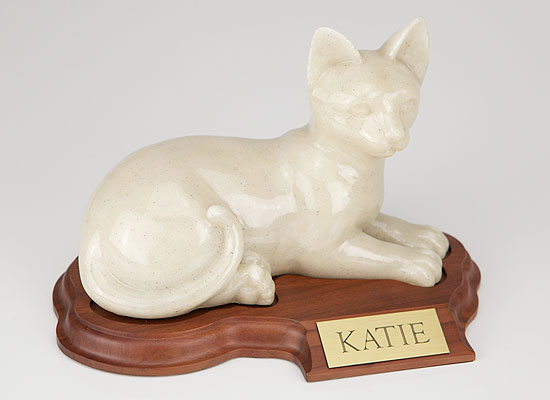 Faithful Feline Urn (With Base) - Laying