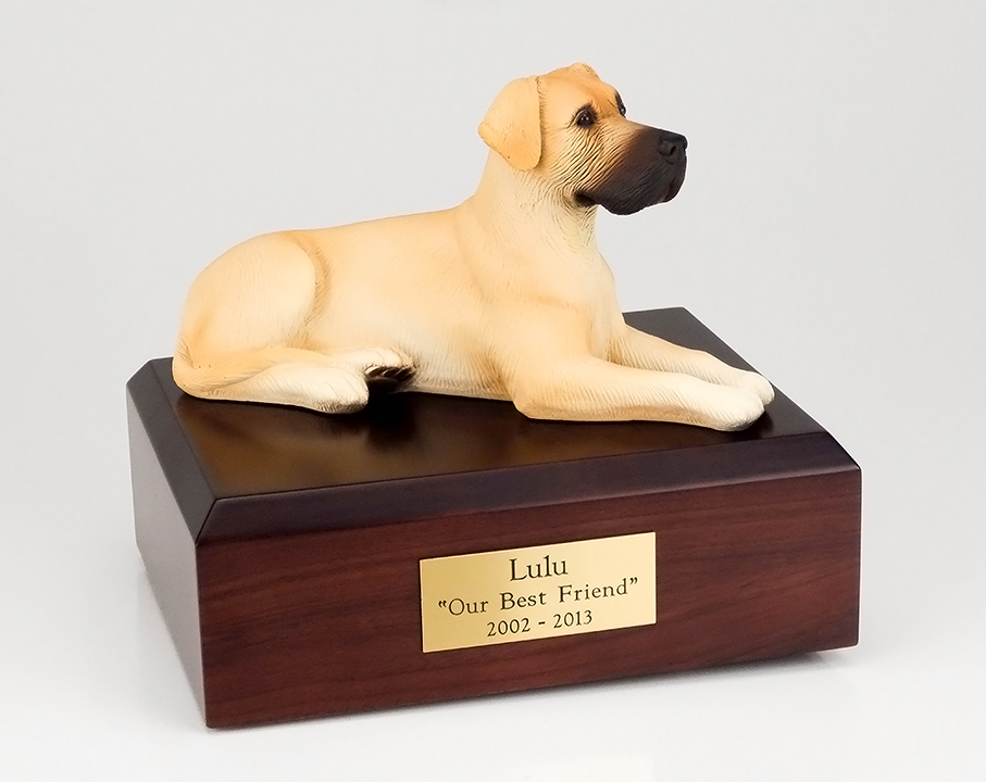 Dog, Great Dane, Fawn, ears down - Figurine Urn