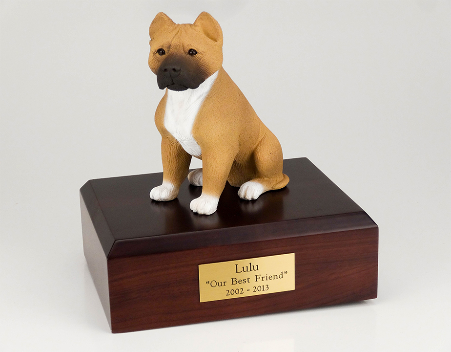 Dog, Pit Bull, Tan/White - Figurine Urn