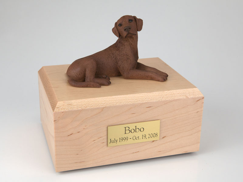 Dog, Labrador, Chocolate Laying - Figurine Urn