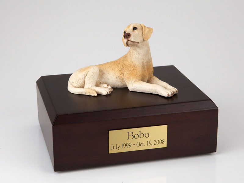Dog, Labrador, Yellow Laying - Figurine Urn - Click Image to Close