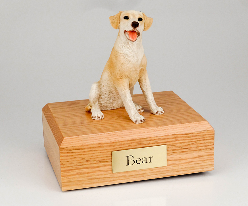 Dog, Labrador, Yellow Sitting - Figurine Urn - Click Image to Close