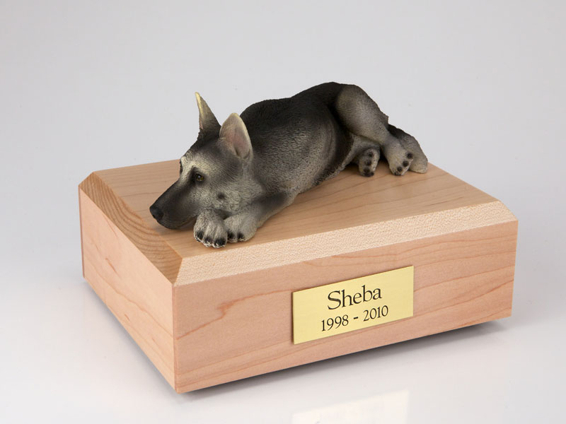 Dog, German Shepherd, Black/Silver - Figurine Urn