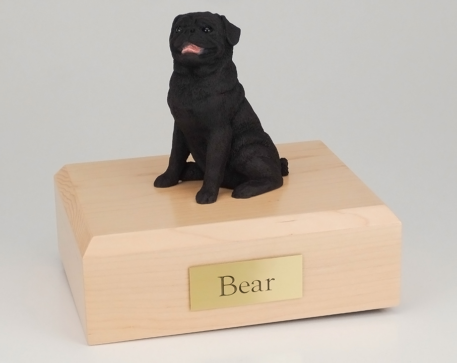 Dog, Pug, Sitting Black - Figurine Urn