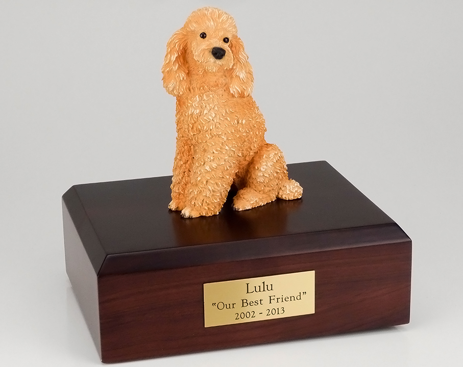 Dog, Poodle, Sitting, Apricot - Figurine Urn - Click Image to Close