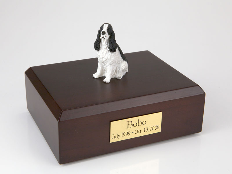 Dog, Springer Spaniel, Black - Figurine Urn