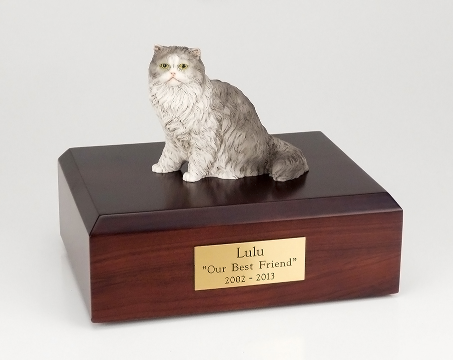 Cat, Persian, Grey - Figurine Urn - Click Image to Close