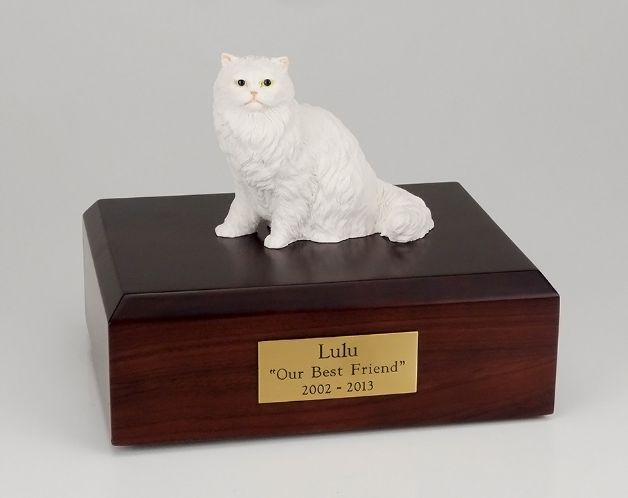 Cat, Persian, White - Figurine Urn - Click Image to Close