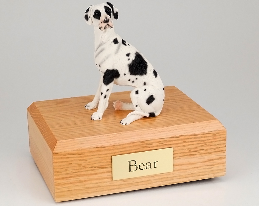 Dog, Great Dane, Harlequin - ears down - Figurine Urn - Click Image to Close
