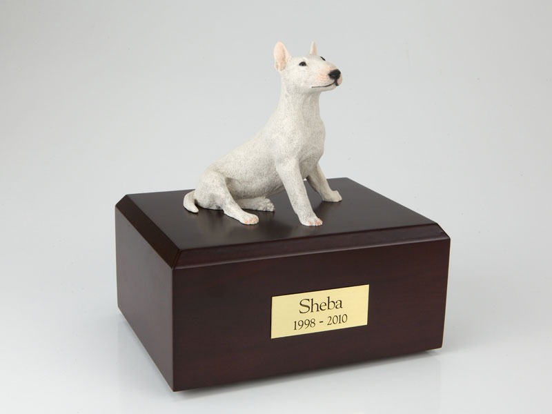 Dog, Bull Terrier, White - Figurine Urn