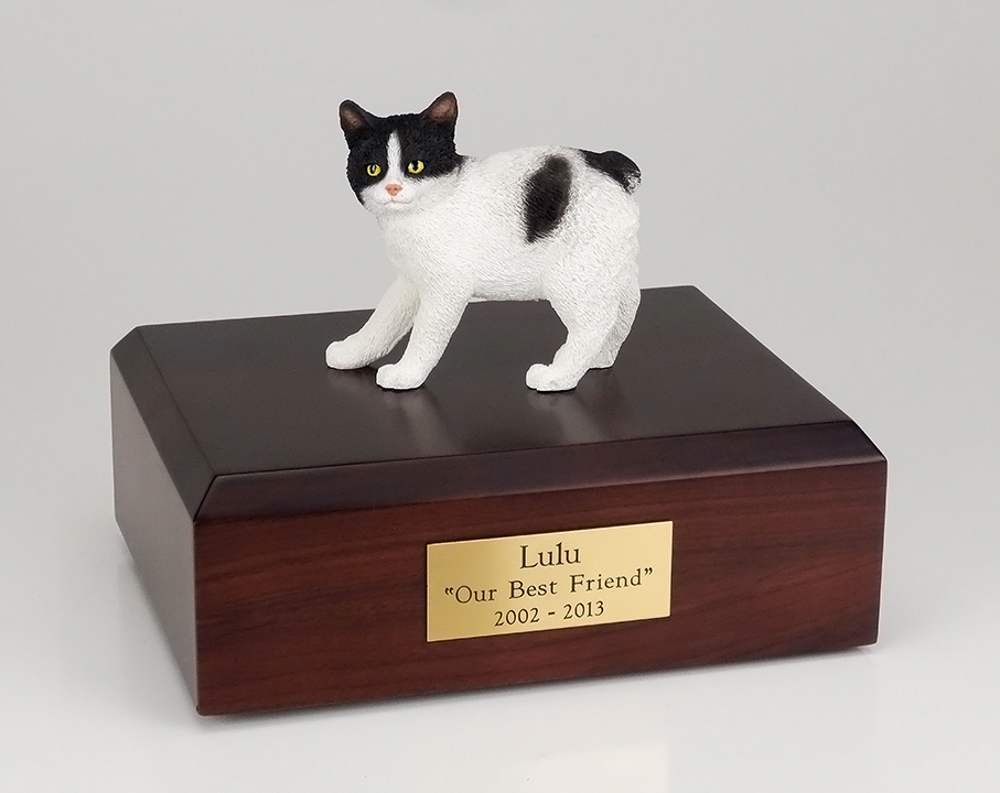 Cat, Manx, Black/White - Figurine Urn - Click Image to Close