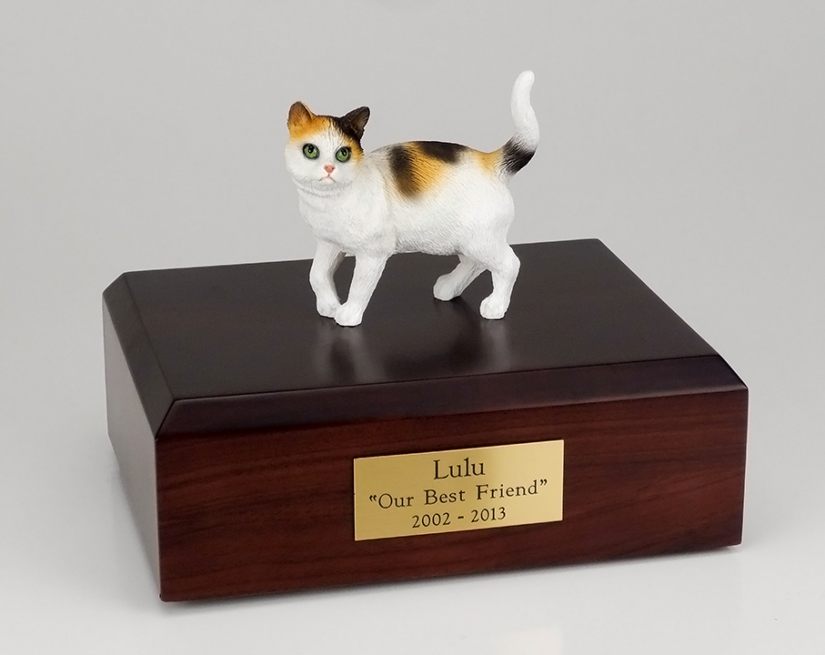 Cat, Tri-color - Figurine Urn - Click Image to Close