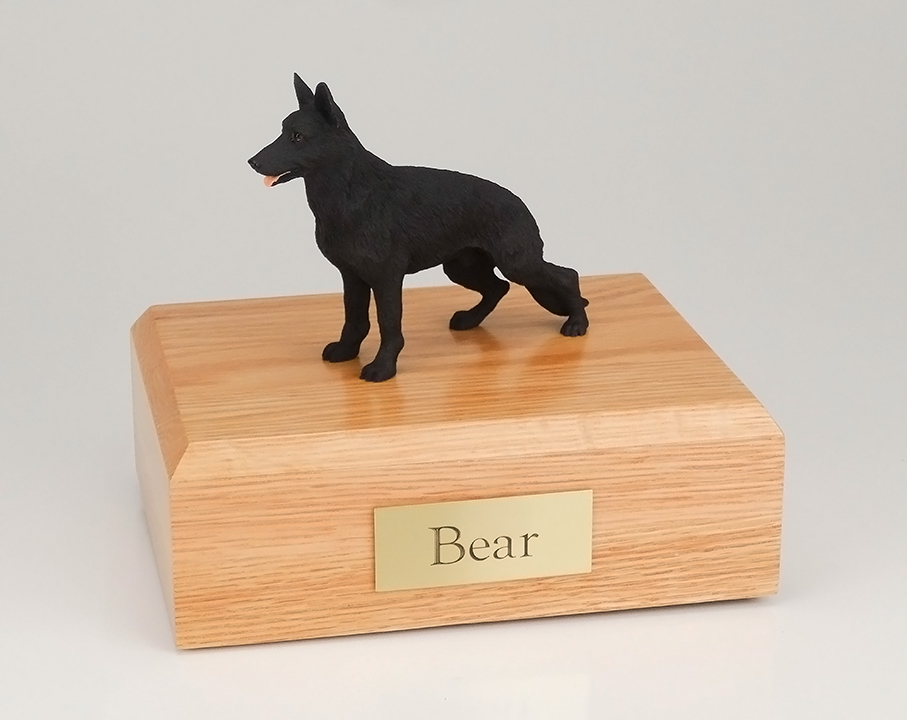 Dog, German Shepherd, Black - Figurine Urn