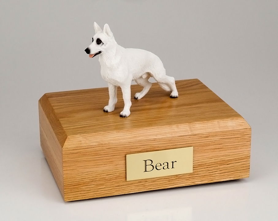 Dog, German Shepherd, White - Figurine Urn