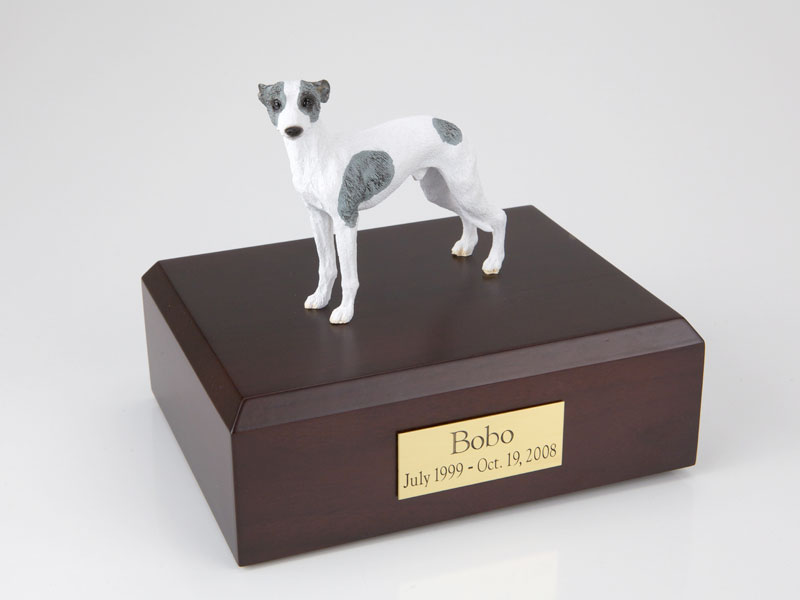 Dog, Whippet, White/Spot - Figurine Urn