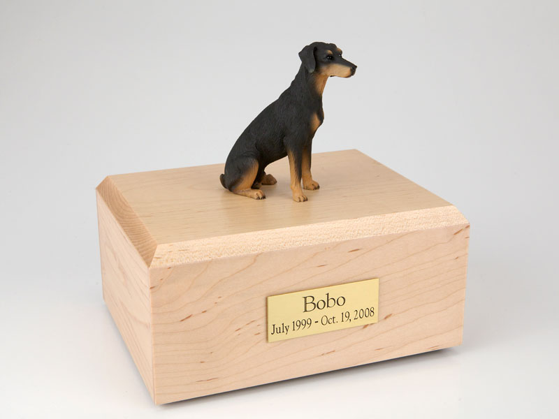 Dog, Doberman, Black - ears down - Figurine Urn