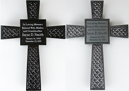 Memorial Cross with Engraved Nameplate - Click Image to Close